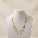 Traditional Gold-Plated Double Layer Necklace Set for Women with Decorative Beads and Colorful Accents, Stylish Fashion Jewelry