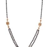 Traditional Mangalsutra Necklace, Black Beads with Gold-Plated Chain, 18 inch, Glass Beads and Decorative Pendant