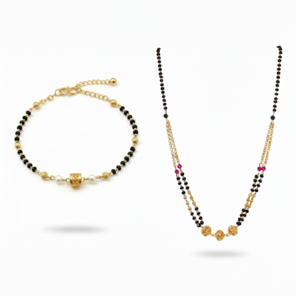 Elegant Heart Pendant Mangalsutra combp