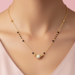 Elegant Black Bead Mangalsutra with Designer Gold Pendant